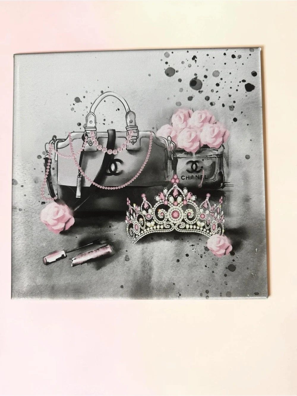 CHANEL Black and Pink Luxury Fashion Wall Art Pair